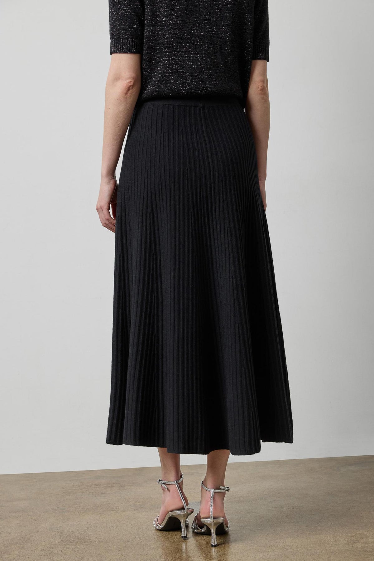 Knit Flared Skirt in black by Lilla P