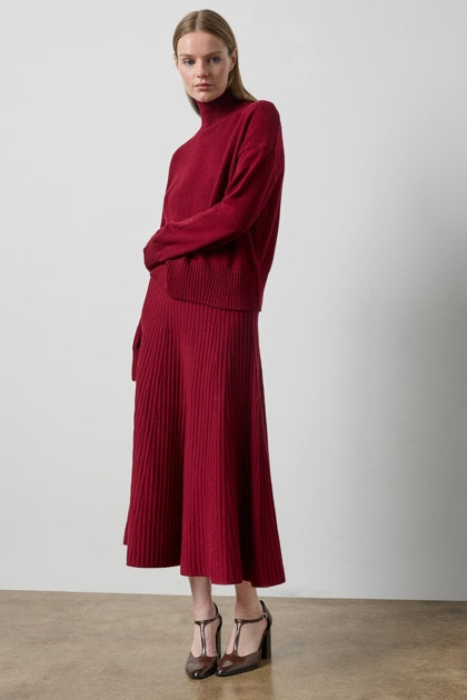 Knit Flared Skirt in wineberry by Lilla P