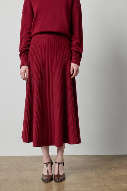 Knit Flared Skirt in wineberry by Lilla P