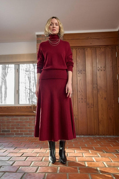 Knit Flared Skirt in wineberry by Lilla P