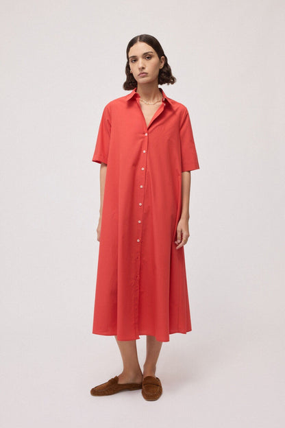 Poplin Shirt Dress in fiamma by Ottod'Ame