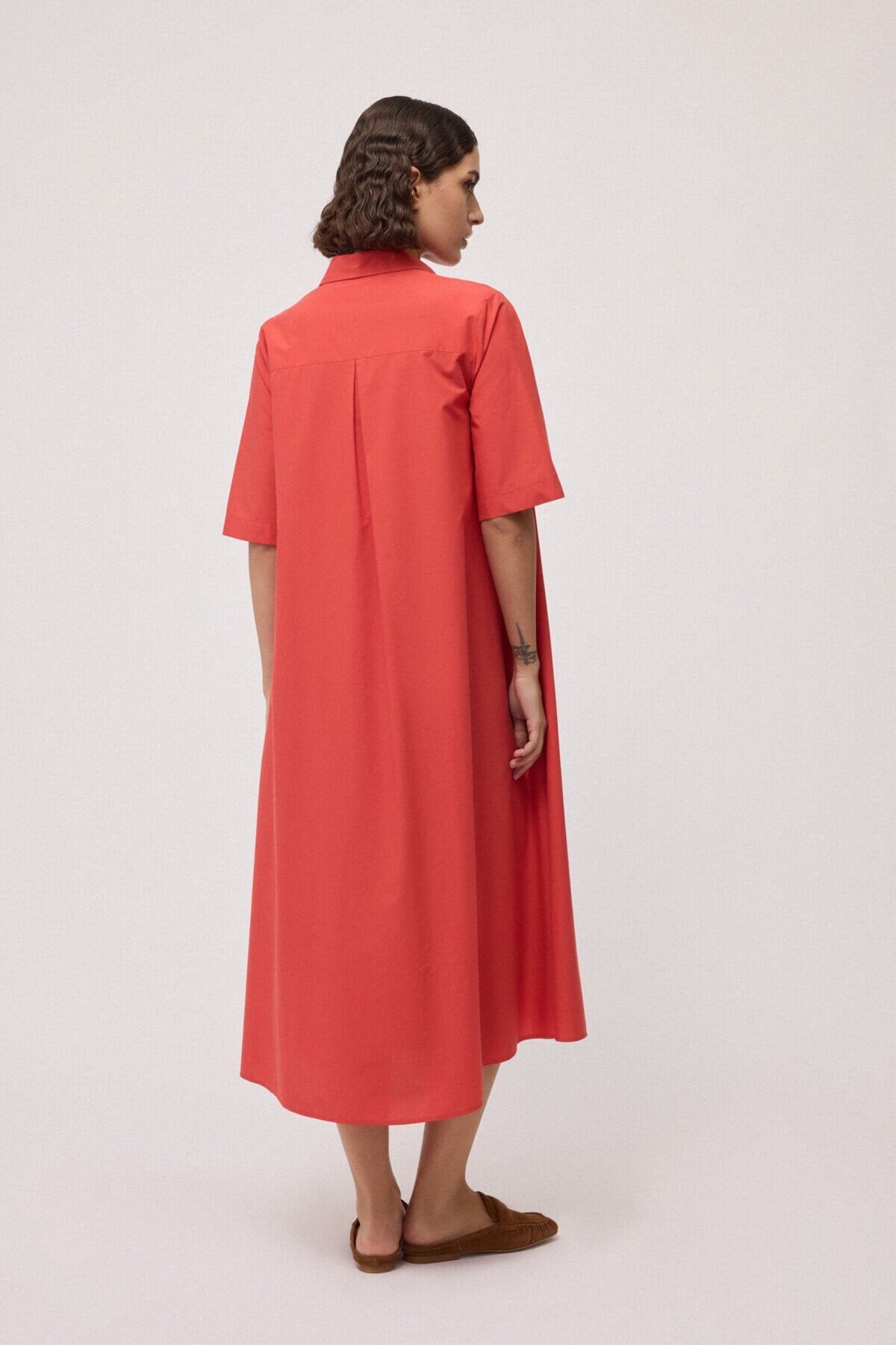 Poplin Shirt Dress in fiamma by Ottod'Ame