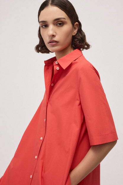 Poplin Shirt Dress in fiamma by Ottod'Ame