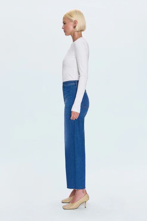 Penny High Rise Wide Leg Jean in rooftop by Pistola