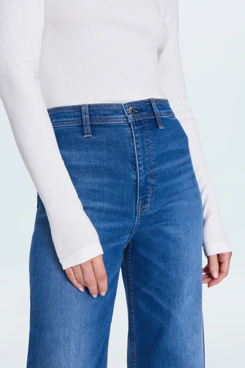 Penny High Rise Wide Leg Jean in rooftop by Pistola