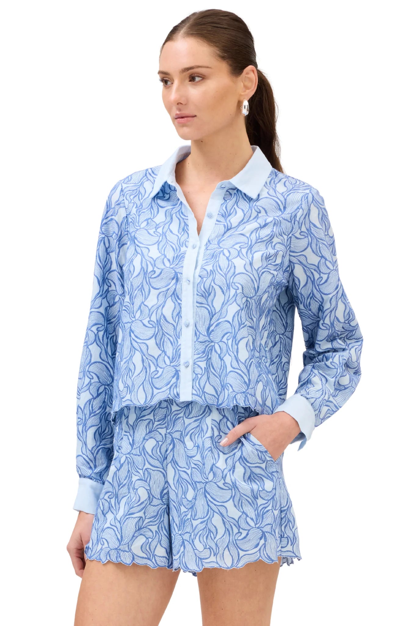 Phoebe Lace Top in blue steel by Allison