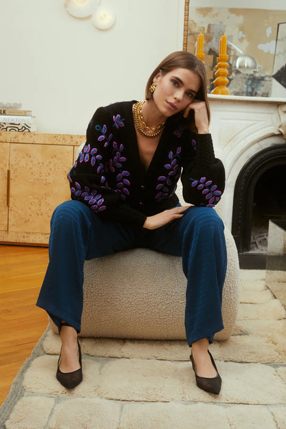 Piper Cardigan in black multi by Allison
