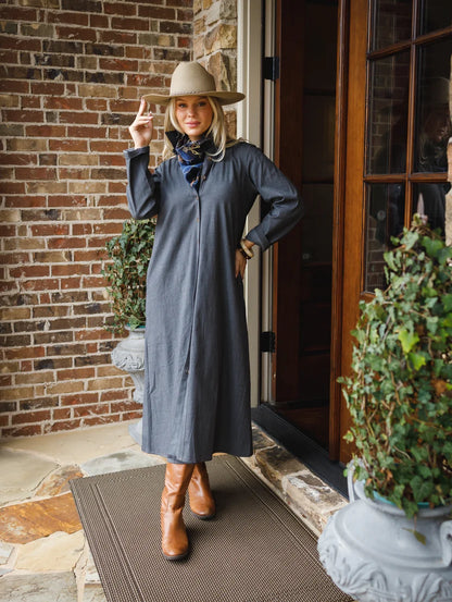 Adele Washed Denim Dress in black by Holly Shae