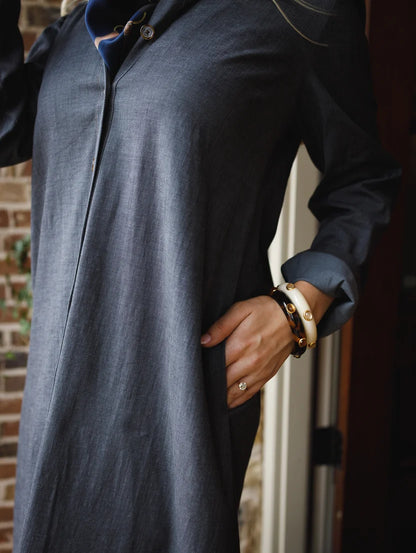 Adele Washed Denim Dress in black by Holly Shae