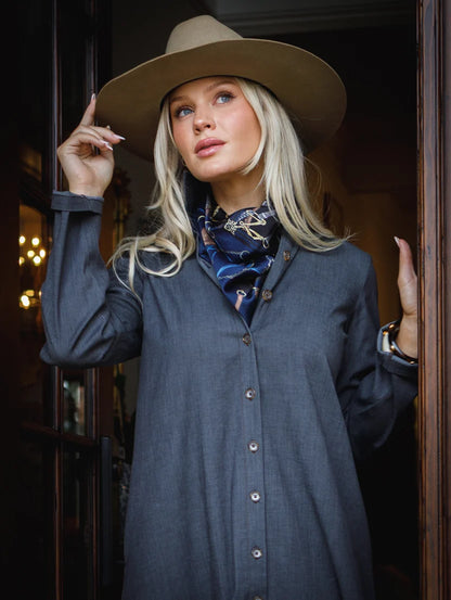 Adele Washed Denim Dress in black by Holly Shae