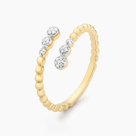 Beaded Connection Statement Ring (size 6) in gold by Ella Stein