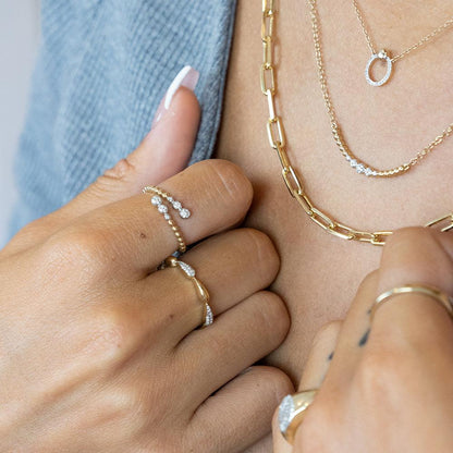 Beaded Connection Statement Ring (size 6) in gold by Ella Stein