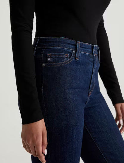 Mari Extended High Rise Slim Straight Crop in modern indigo by AG