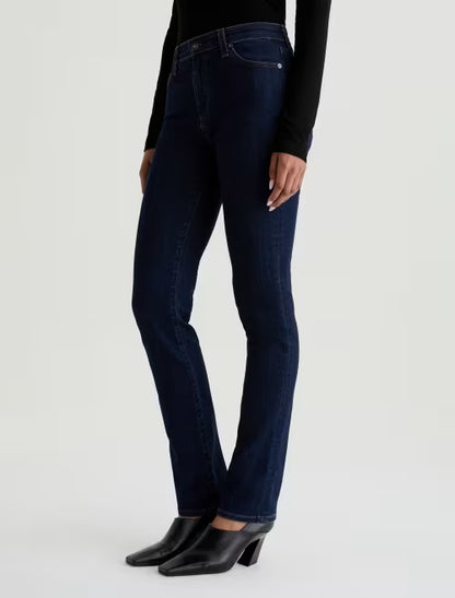 Mari Extended High Rise Slim Straight Crop in modern indigo by AG