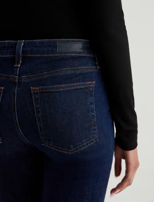 Mari Extended High Rise Slim Straight Crop in modern indigo by AG