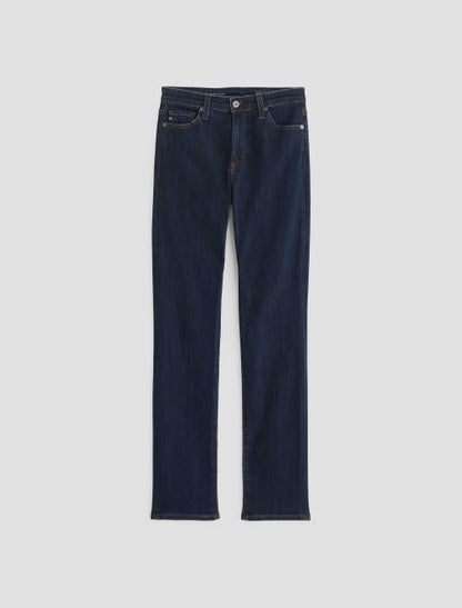 Mari Extended High Rise Slim Straight Crop in modern indigo by AG