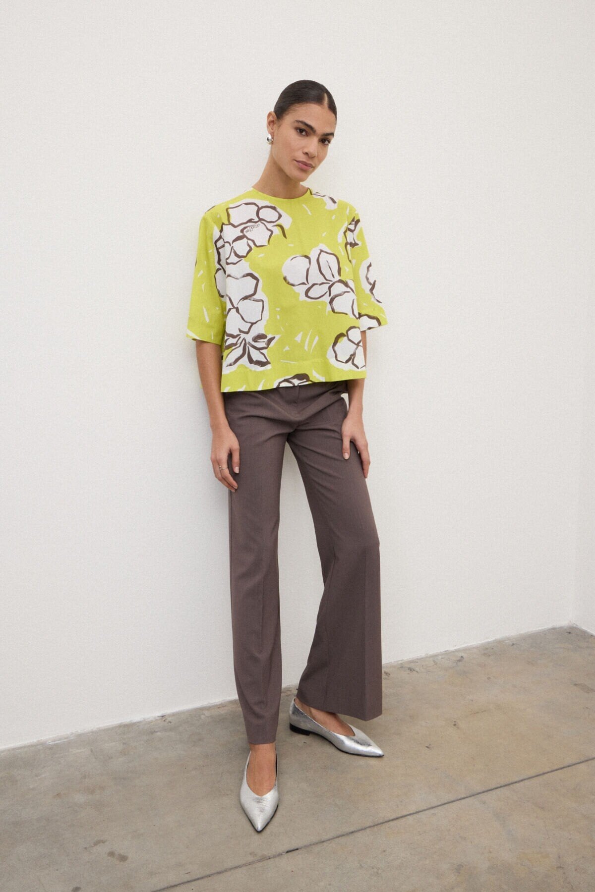 Printed Poplin Top in fluo by Ottod'Ame
