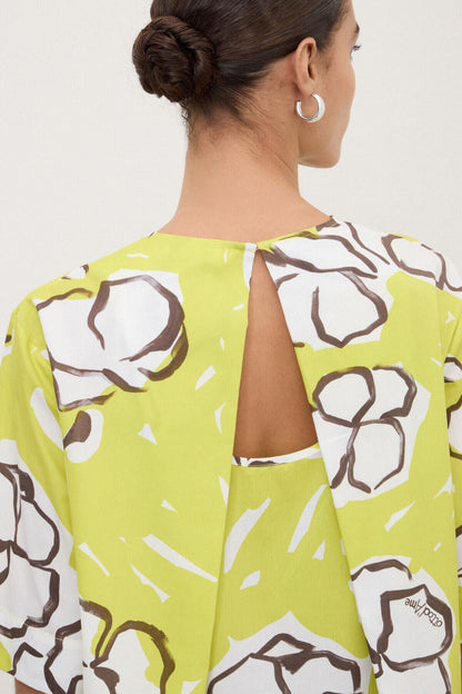 Printed Poplin Top in fluo by Ottod'Ame