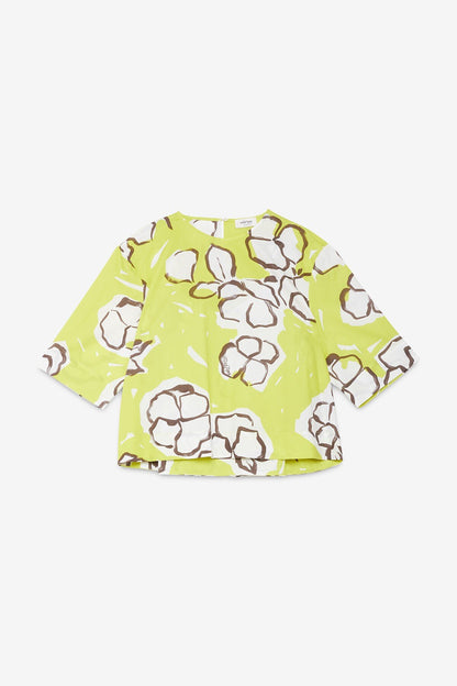 Printed Poplin Top in fluo by Ottod'Ame