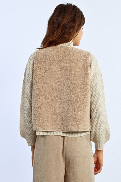 Shearling Vest in beige by Molly Bracken