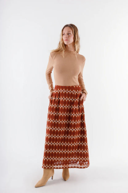 Bhariti Straight Maxi Skirt in brown by RAGA
