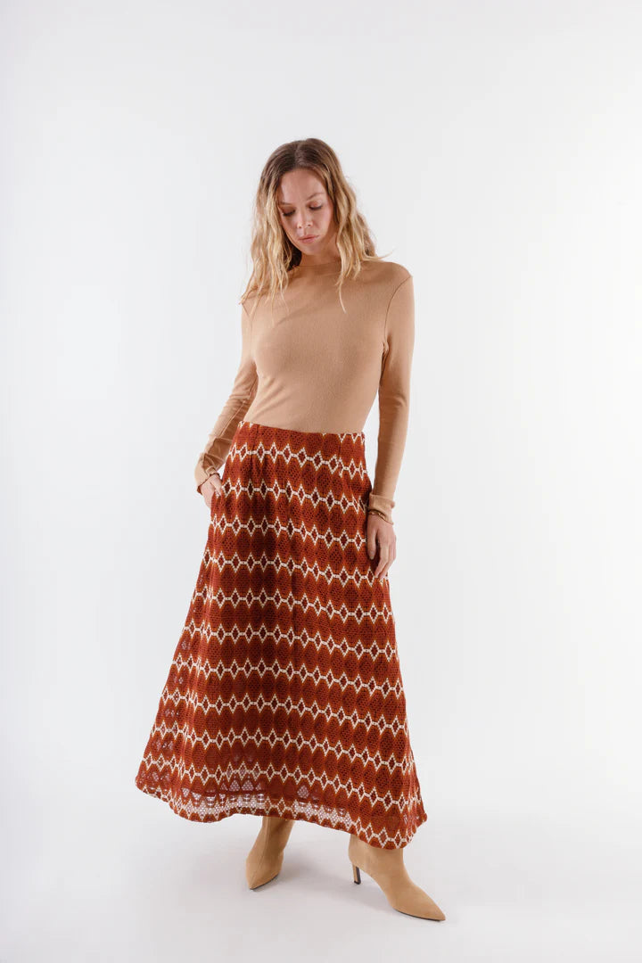 Bhariti Straight Maxi Skirt in brown by RAGA