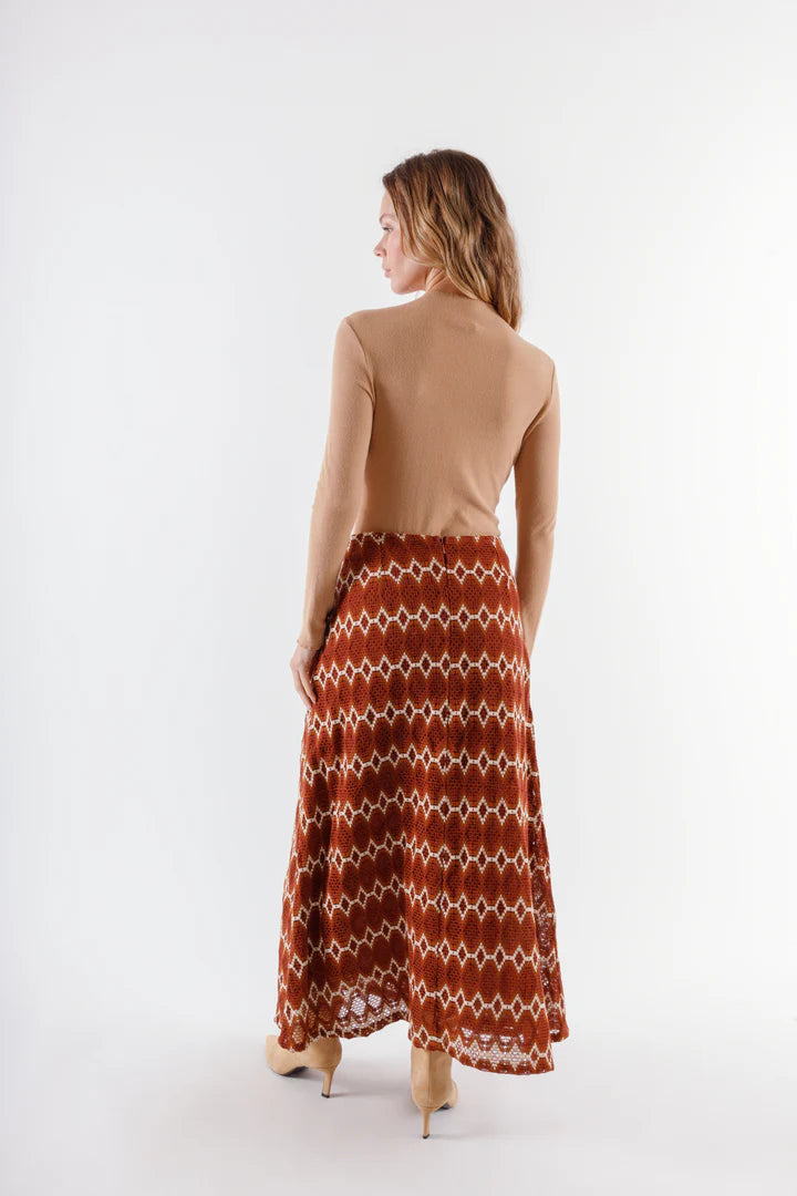 Bhariti Straight Maxi Skirt in brown by RAGA