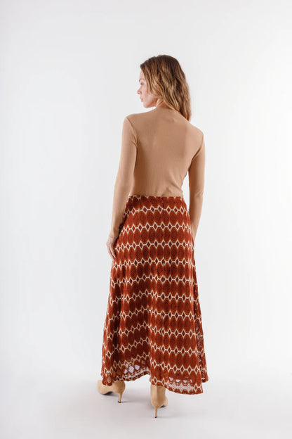 Bhariti Straight Maxi Skirt in brown by RAGA