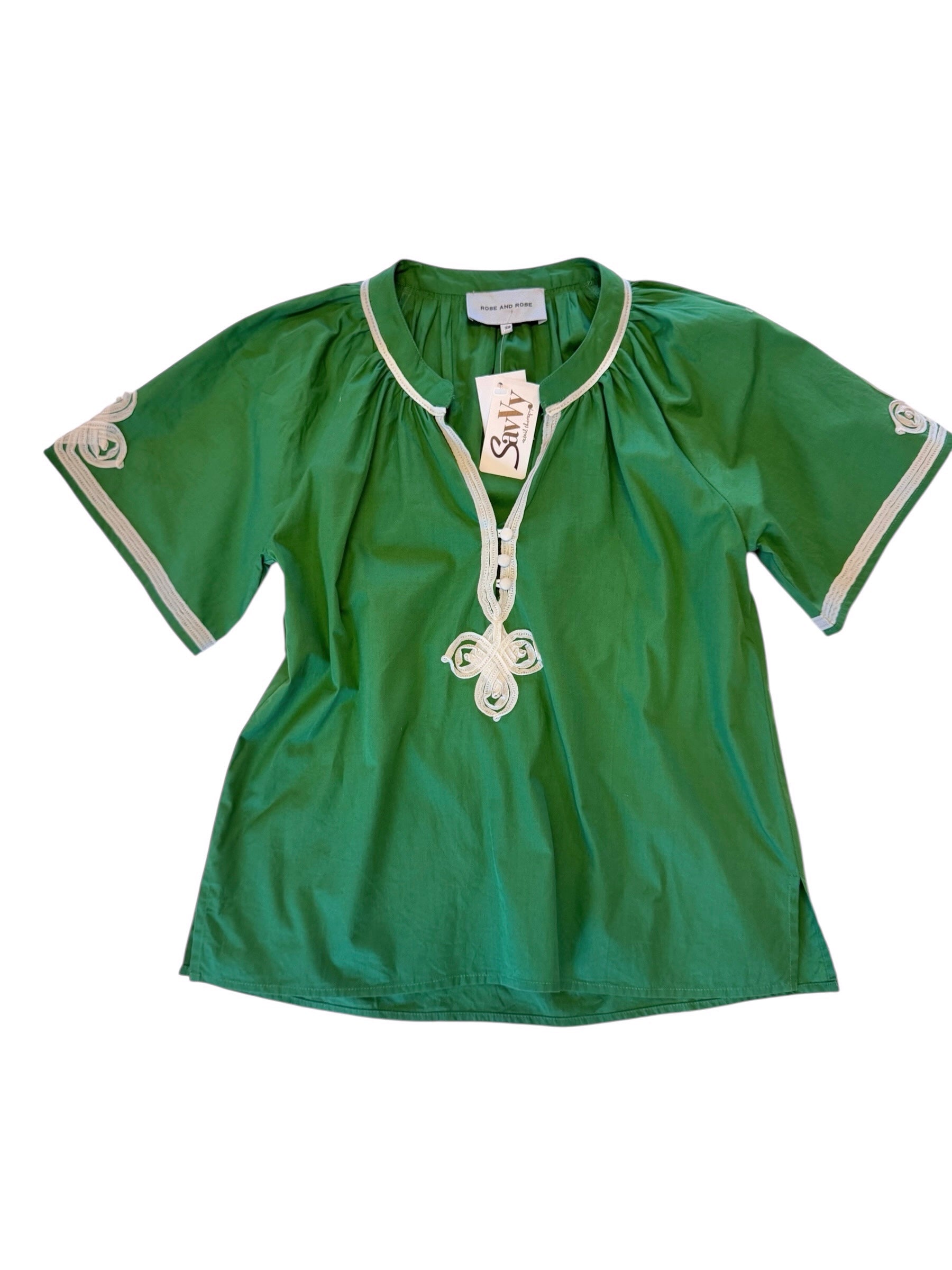 Green cotton poplin blouse spring outfits