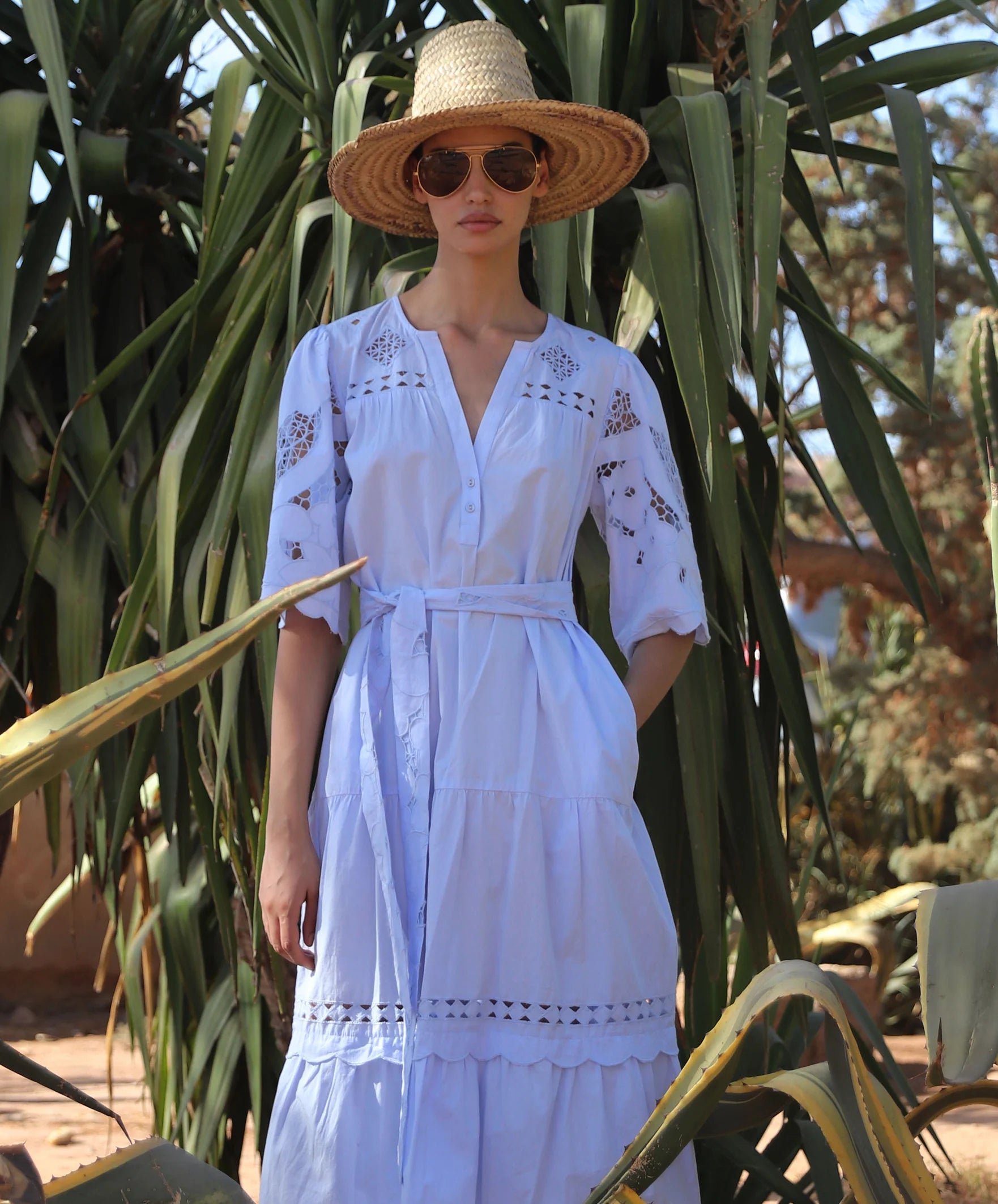 Dahlia Flower Embroidered Dress in blue by Rose & Rose XS Dahlia Flower Embroidered Dress in blue by Rose & Rose XS