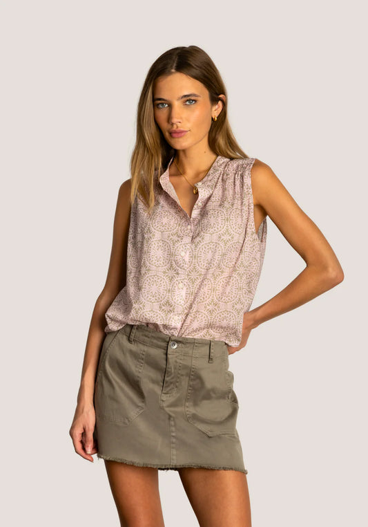 Sara Sleeveless Button-up in Blush by Dylan