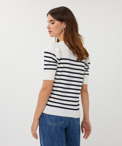 Short Sleeve Stripe Sweater in white/navy by Esqualo