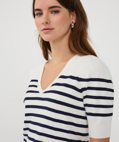 Short Sleeve Stripe Sweater in white/navy by Esqualo