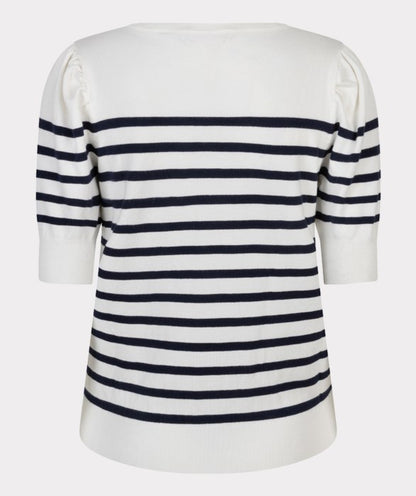 Short Sleeve Stripe Sweater in white/navy by Esqualo