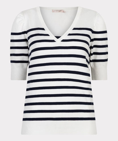 Short Sleeve Stripe Sweater in white/navy by Esqualo