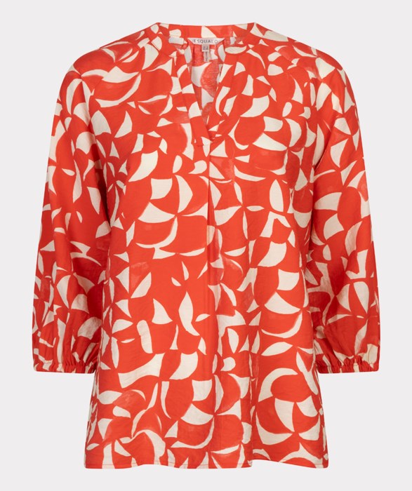Raglan Graphic Printed Blouse in poppy/ivory by Esqualo