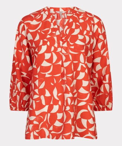 Raglan Graphic Printed Blouse in poppy/ivory by Esqualo