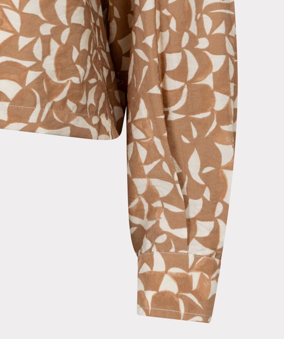 Button Up Graphic Printed Blouse in tan/ivory by Esqualo