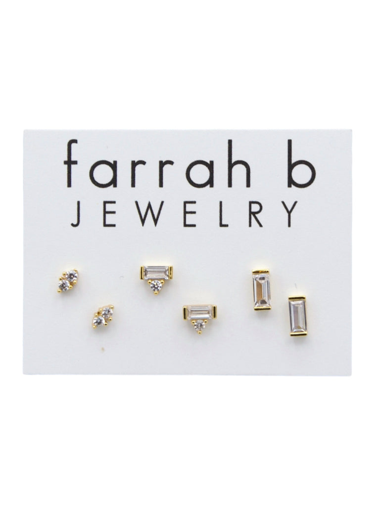 Upstage Stud Earring Set in gold by Farrah B