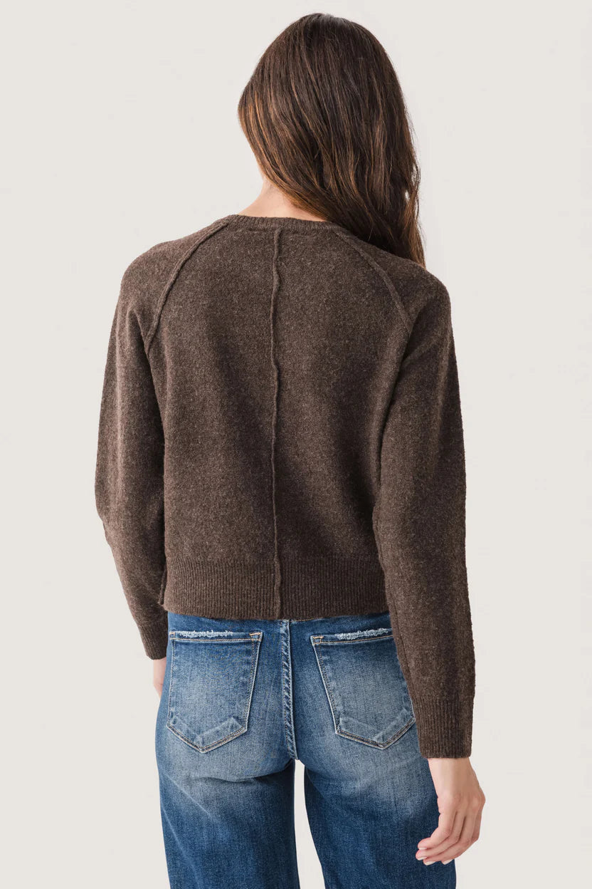 Akleja Raglan Sleeve Henley Pullover in brown by RD