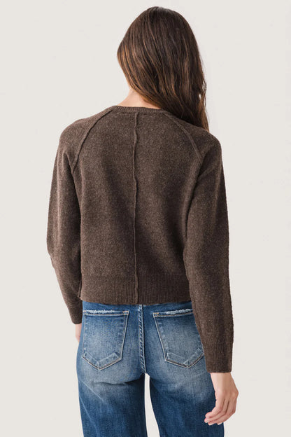 Akleja Raglan Sleeve Henley Pullover in brown by RD
