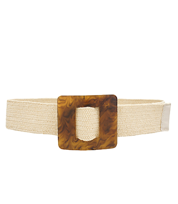 Square Buckle Straw Belt in natural