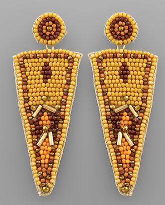 Beaded Triangle Earrings in mustard