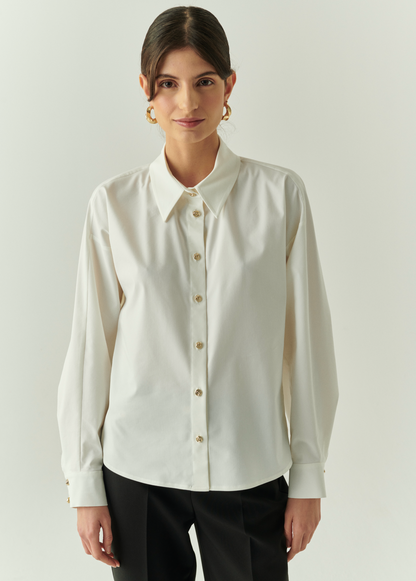 Kamari Button Up Blouse in bone by Exquise