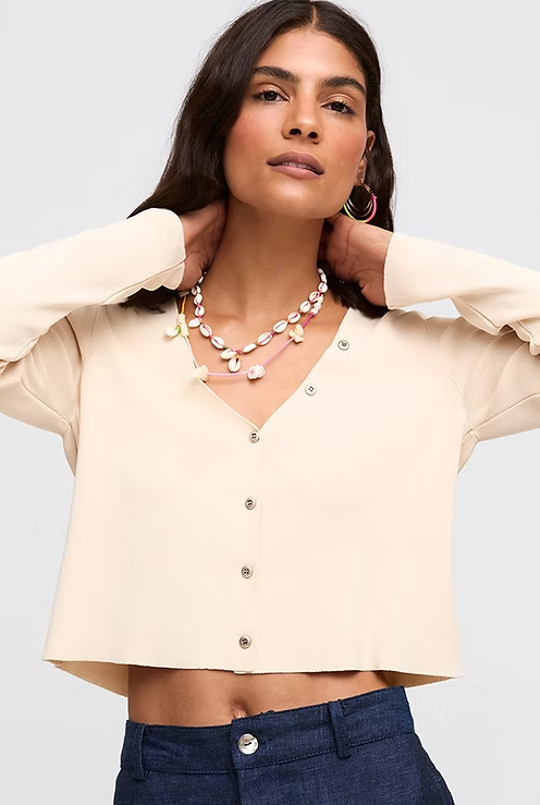 Hudson Solid Long Sleeve Cardigan in vanilla by Aldo Martins