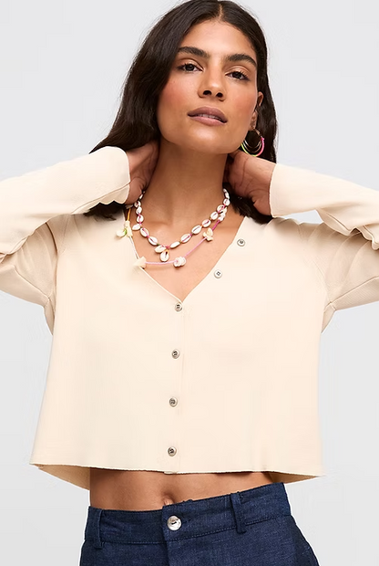 Hudson Solid Long Sleeve Cardigan in vanilla by Aldo Martins