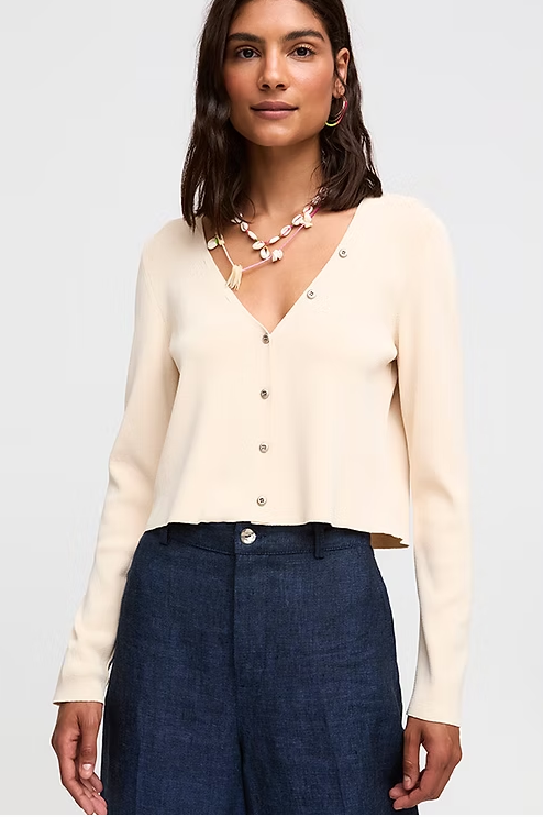 Hudson Solid Long Sleeve Cardigan in vanilla by Aldo Martins