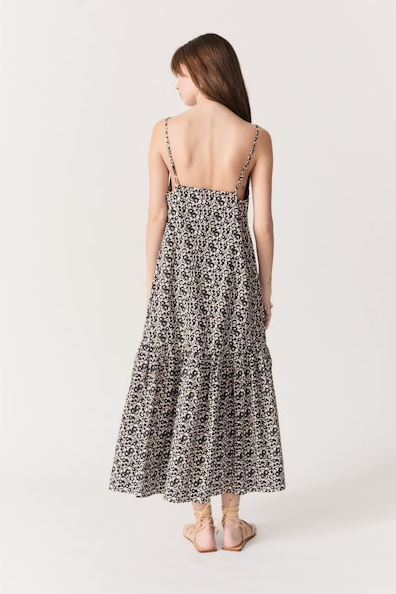 Bugio Printed Dress in black flowers by Deluc