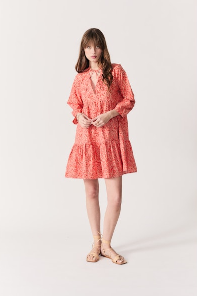 Mafra Printed Dress in red flowers by Deluc