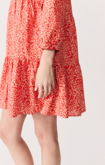 Mafra Printed Dress in red flowers by Deluc